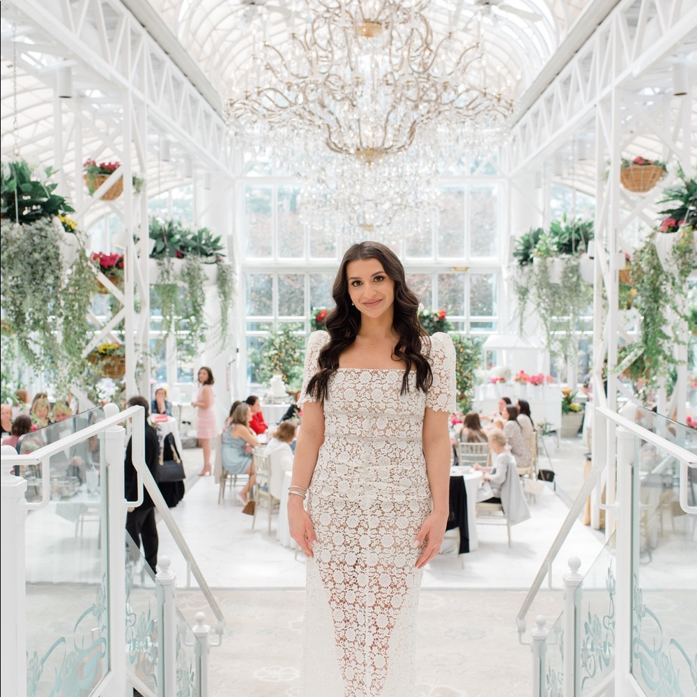 SELF-PORTRAIT Crystal-embellished guipure lace midi dress - Picture 3 of 8